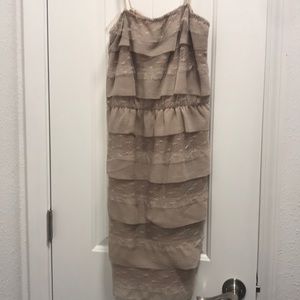 Tan lace ruffle dress